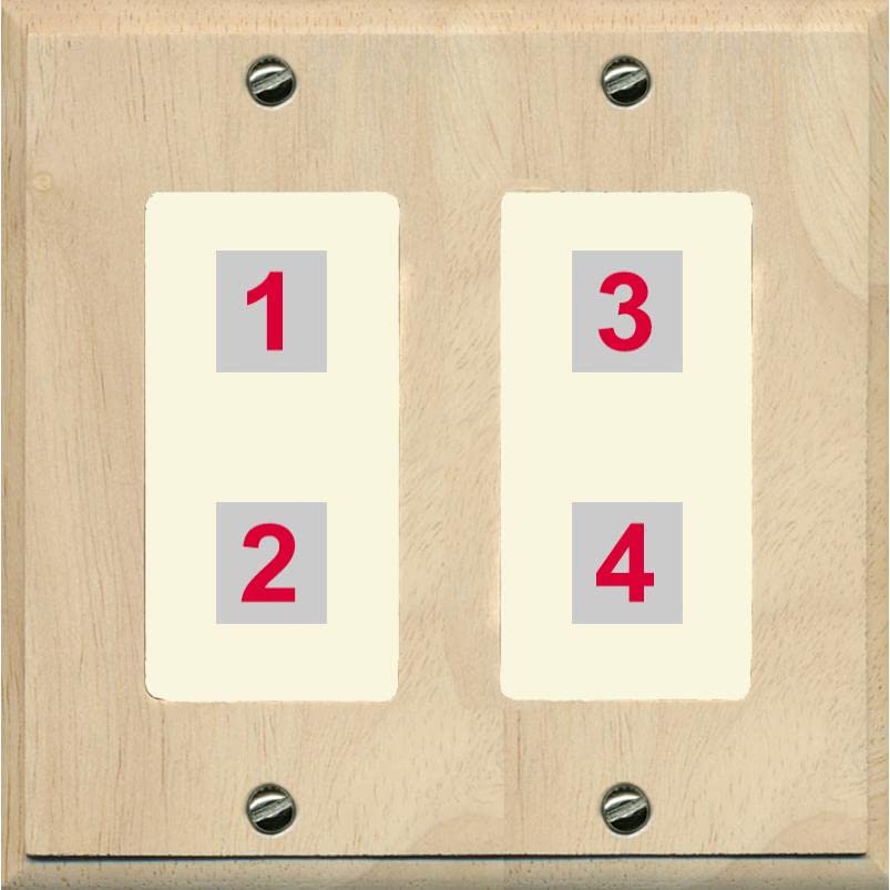 RiteAV Custom 4 Port Custom Wall Plate - 2 Gang [Wood/Light-Almond]