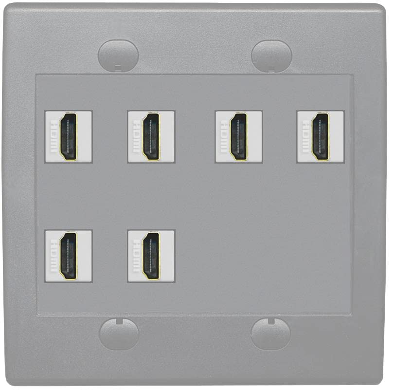 RiteAV HDMI Wall Plate 6 Port - Flat 2 Gang [Gray/Gray]