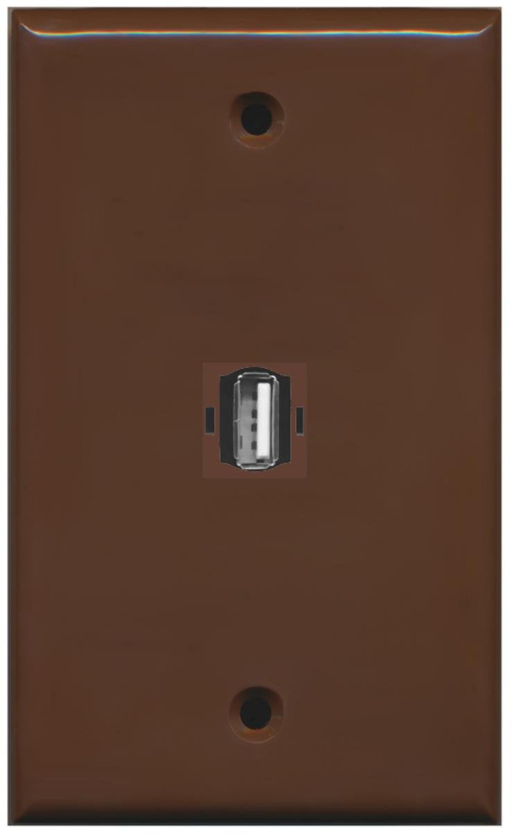 RiteAV 1 USB A/A for Computer & Printer Wall Plate Coupler Keystone Type - Brown