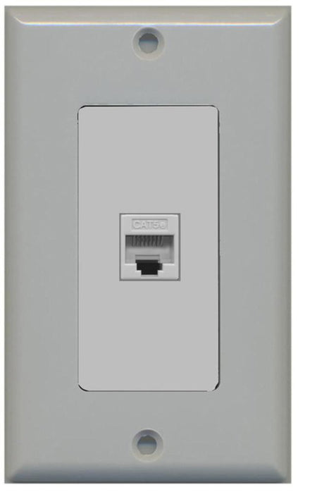 RiteAV Decorative 1 Gang 1 Port Cat5e Wall Plate - Gray/Gray