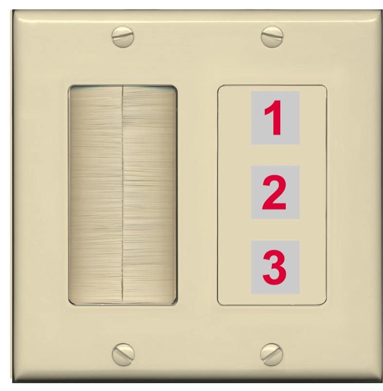 RiteAV Custom Wall Plate 3 Port - Brush [Ivory/Ivory]