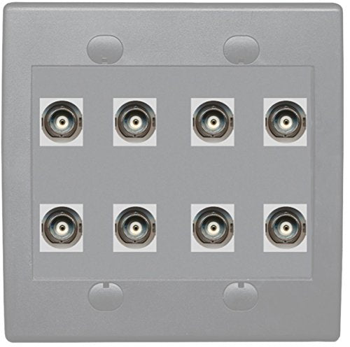 RiteAV 8 Port BNC Female/Female HD-SDI Jack Wall Plate - Gray