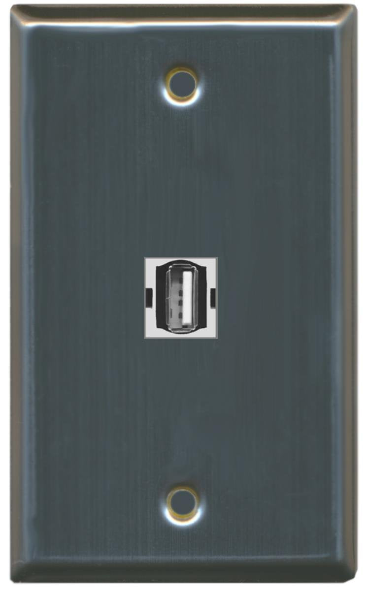 RiteAV 1 USB A/A for Computer & Printer Wall Plate Coupler Keystone Type - Stainless Steel/Gray