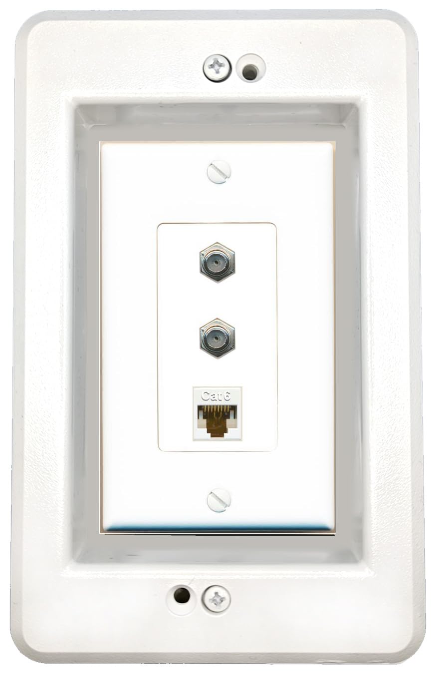 RiteAV in-Wall Cable Management Kit Recessed Outlet CAT6 2 COAX Wall Plate
