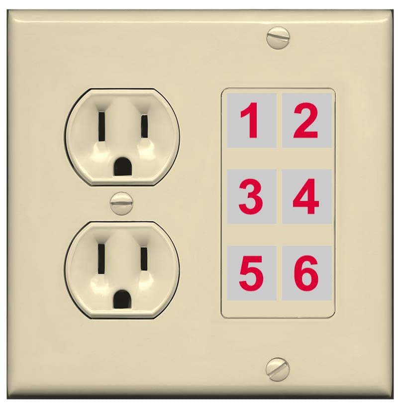 RiteAV 6 Port Custom Wall Plate - Round Outlet [Ivory/Ivory]