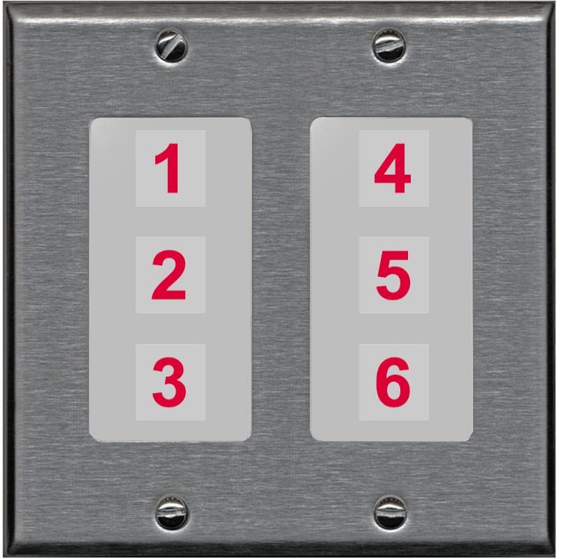 RiteAV 6 Port Custom Wall Plate - 2 Gang [Stainless/Gray]