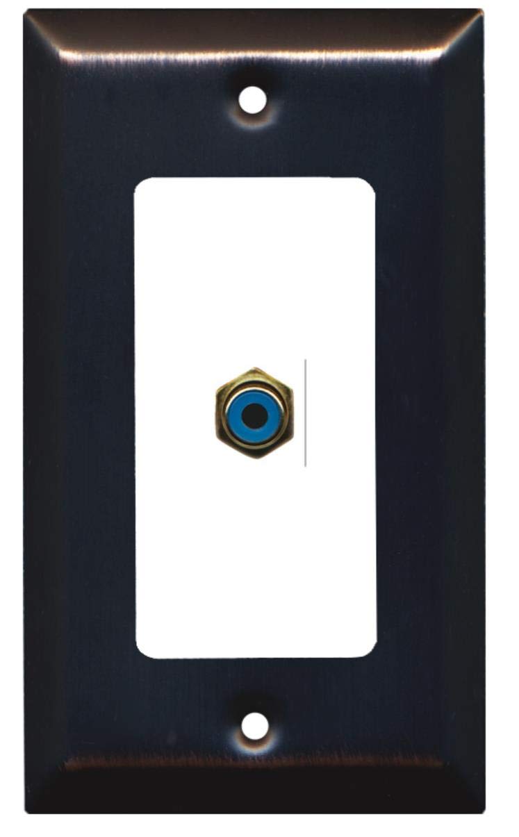 RiteAV - 1 RCA Blue for Subwoofer Audio Port Wall Plate Decorative - Bronze/White