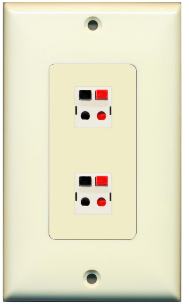 RiteAV - 2 Port Speaker Decorative Wall Plate - Light Almond - Bracket Included