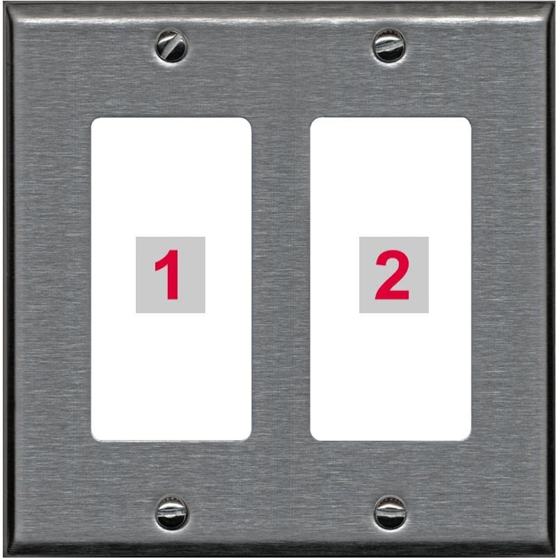 RiteAV Custom Wall Plate 2 Port - 2 Gang [Stainless/White]