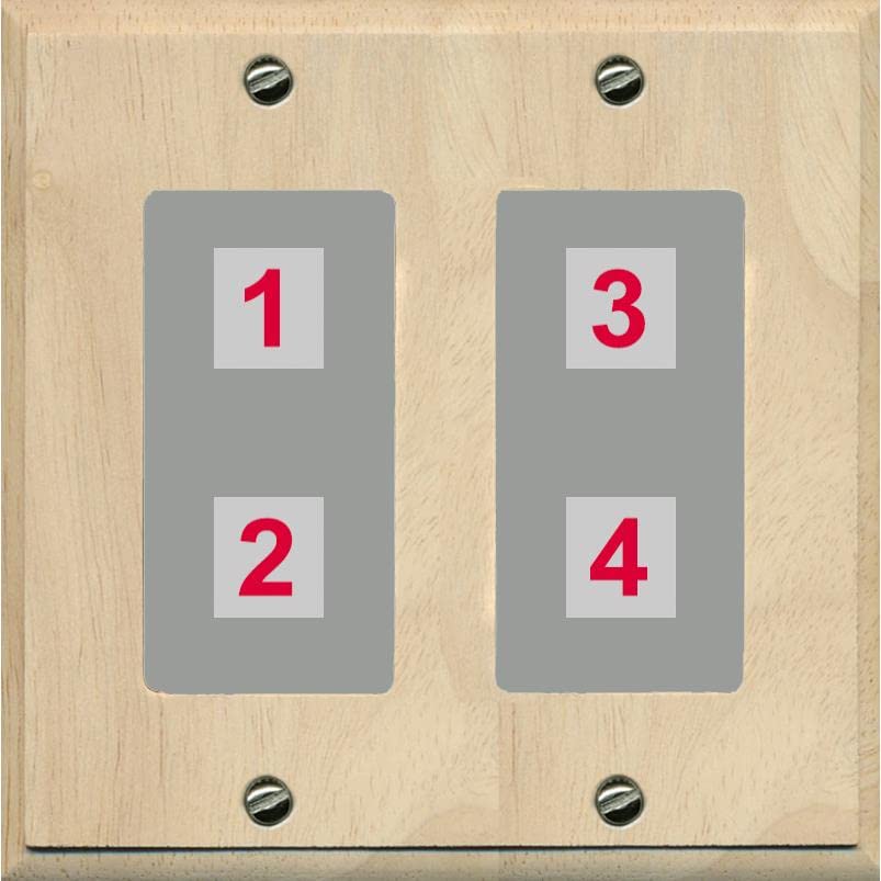 RiteAV Custom 4 Port Custom Wall Plate - 2 Gang [Wood/Gray]