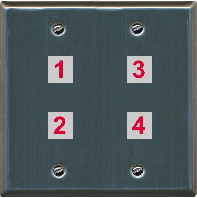 RiteAV Custom 4 Port Custom Wall Plate - Flat 2 Gang [Stainless Steel]