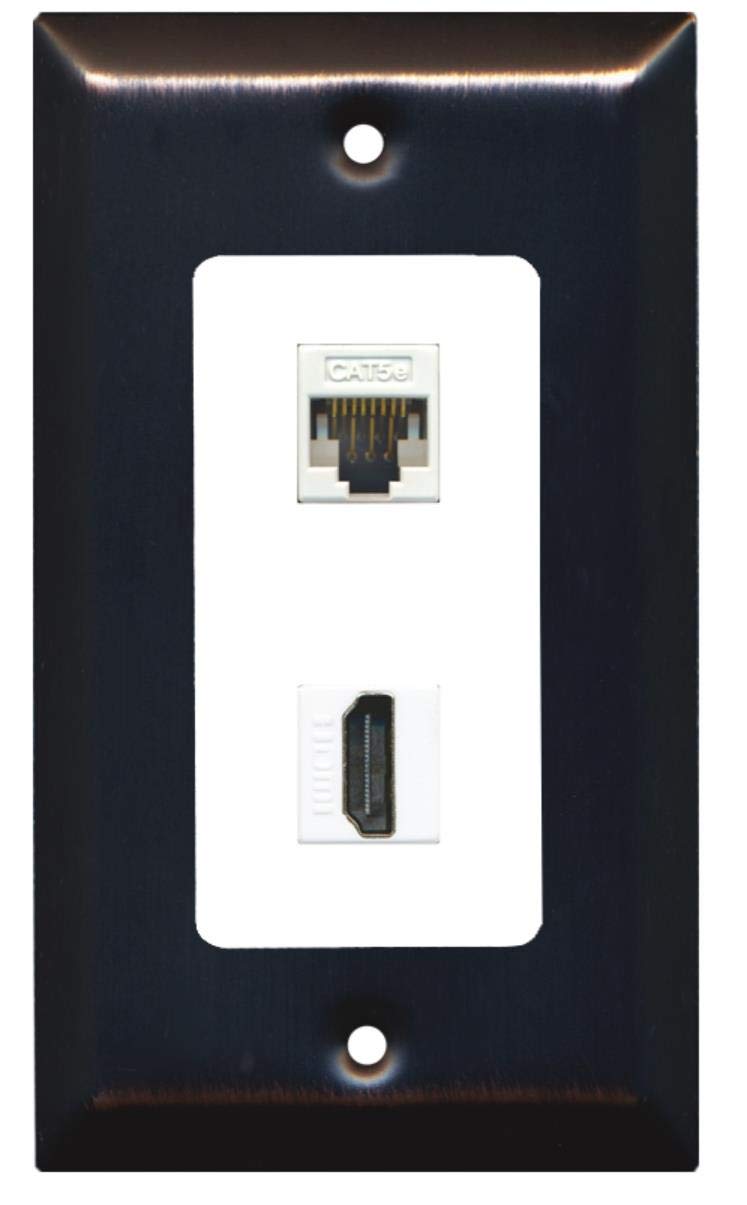 RiteAV - 1 Cat5e Ethernet and 1 HDMI Decorative Wall Plate - Bronze/White