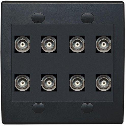 RiteAV 8 Port BNC Female/Female HD-SDI Jack Wall Plate - Black