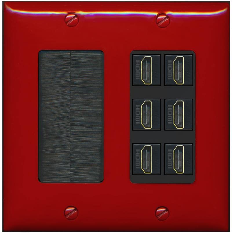 RiteAV HDMI Wall Plate 6 Port - Brush [Red/Black]