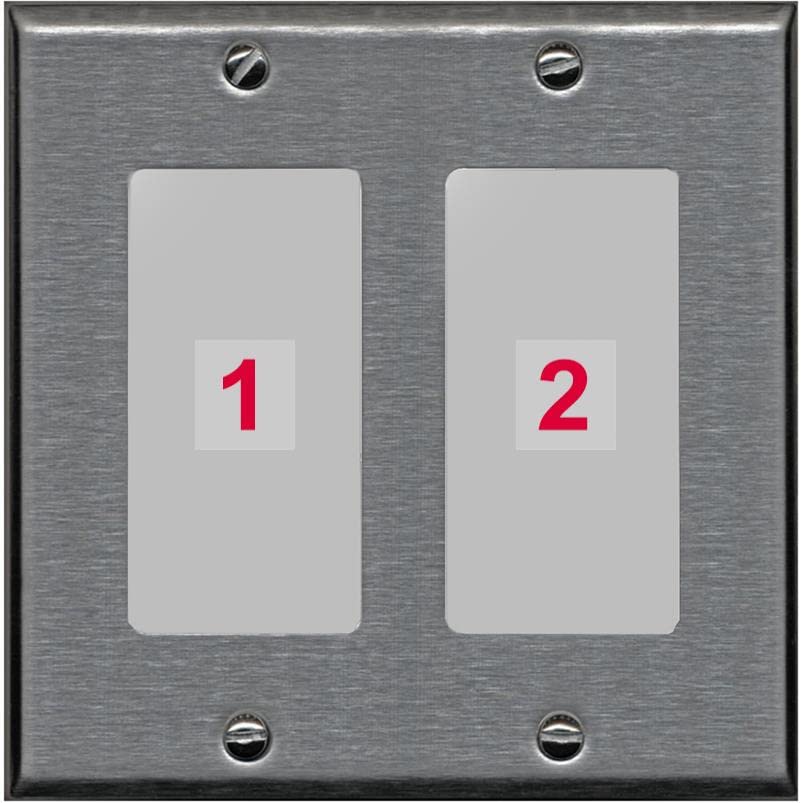 RiteAV Custom Wall Plate 2 Port - 2 Gang [Stainless/Gray]