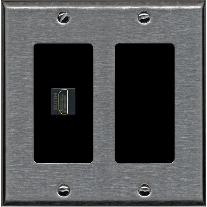 RiteAV HDMI Wall Plate 1 Port - 2 Gang [Stainless/Black]