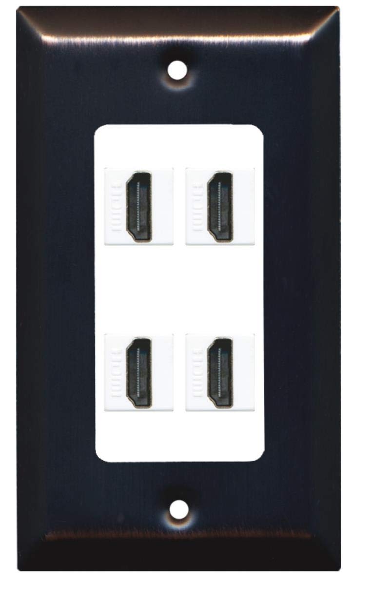 RiteAV - 4 Port HDMI 2.0 Decorative Wall Plate - Bronze/White