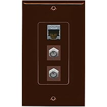 Cat6 Shielded and 2 Port Coax Wall Plate Brown Decorative