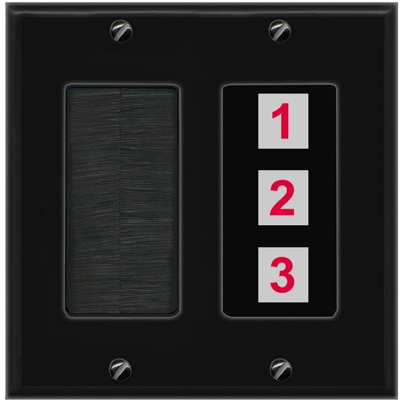 RiteAV Custom Wall Plate 3 Port - Brush [Black/Black]