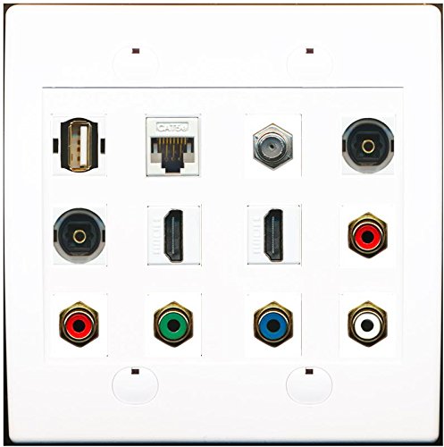 RiteAV USB-A CAT5E Coax 2 TOSLINK 2 HDMI 5RCA RGB Component Stereo Wall Plate