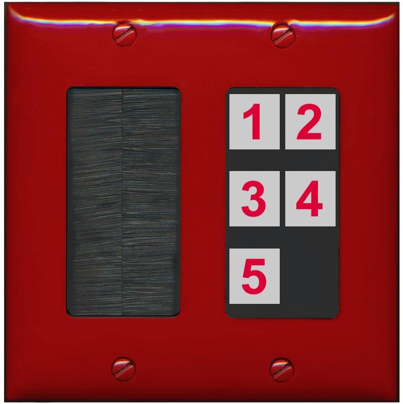 RiteAV Custom Wall Plate 5 Port - Brush [Red/Black]