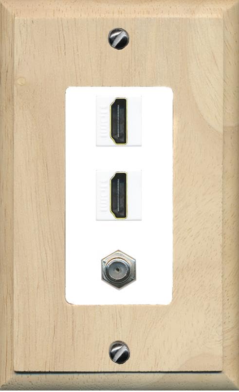 Coax 2 HDMI Wall Plate-1 Gang Wood/White