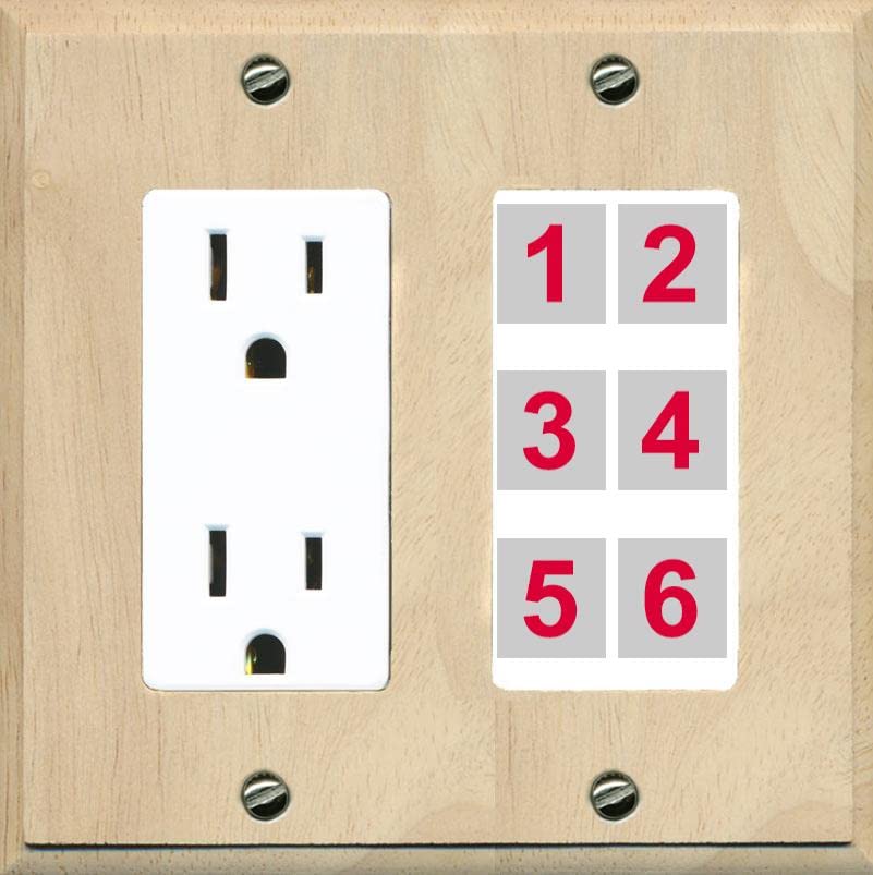 RiteAV 6 Port Custom Wall Plate - Outlet [Wood/White]