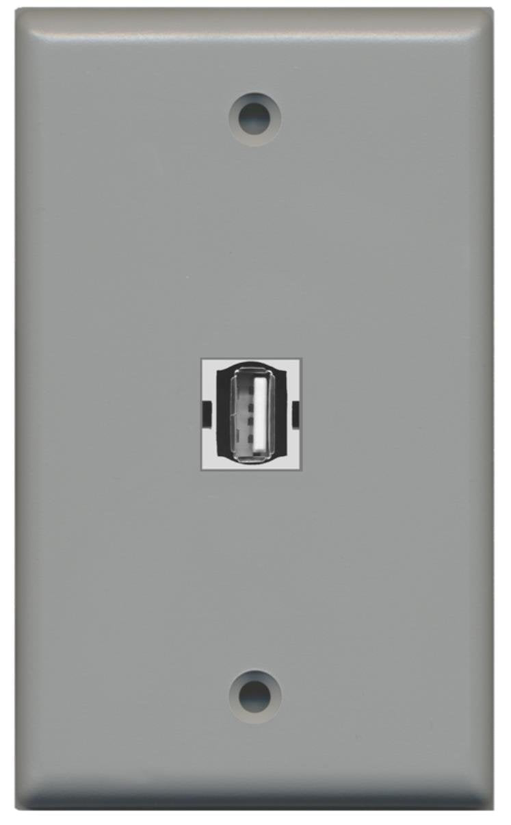 RiteAV 1 USB A/A for Computer & Printer Wall Plate Coupler Keystone Type - Gray