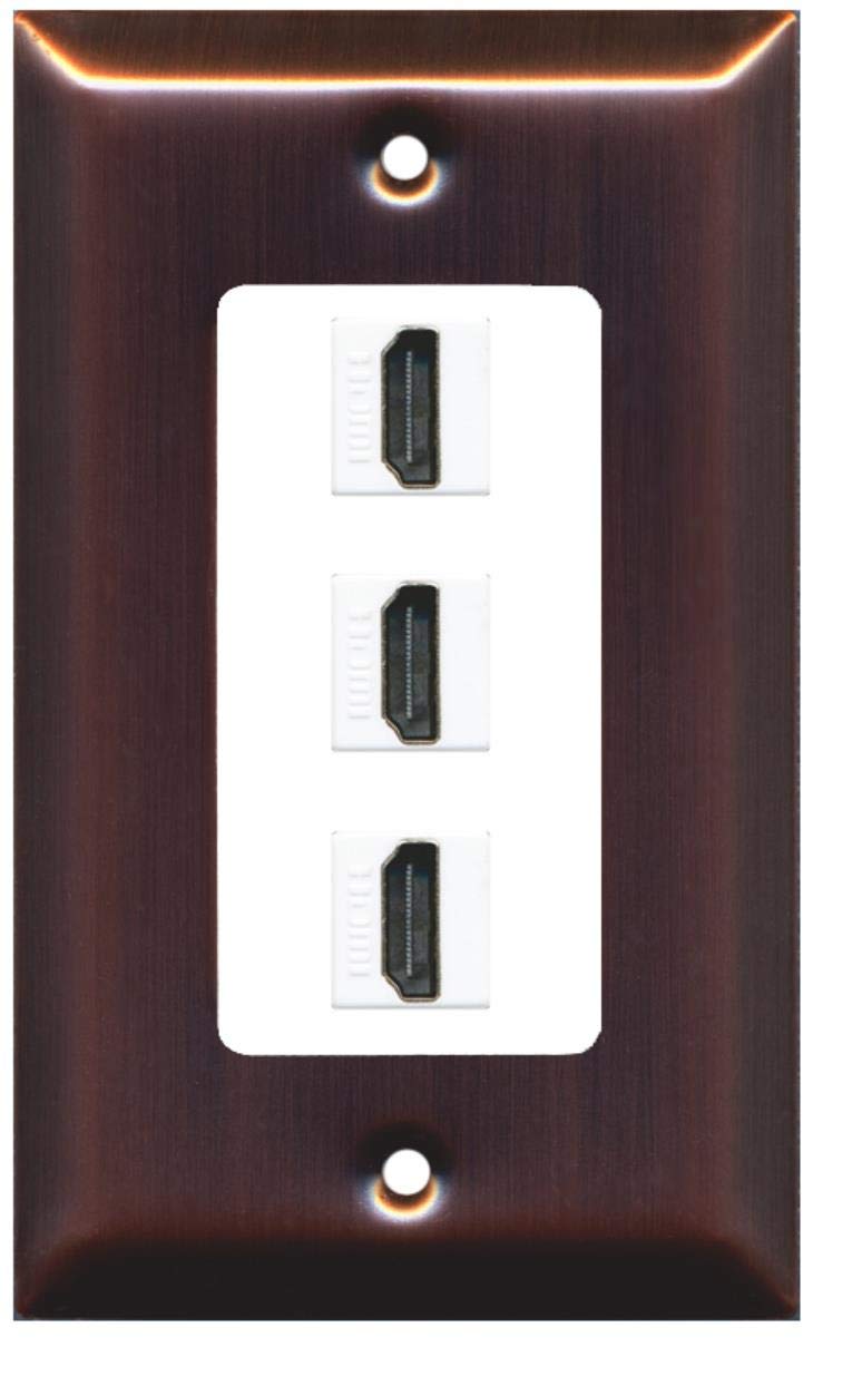RiteAV - 3 Port HDMI 2.0 Decorative Wall Plate - Copper/White
