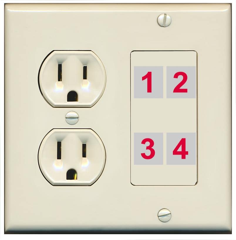 RiteAV Custom 4 Port Custom Wall Plate - Round Outlet [Light-Almond]