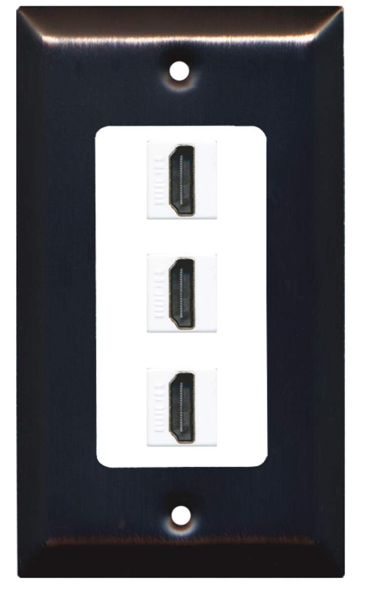 RiteAV - 3 Port HDMI 2.0 Decorative Wall Plate - Bronze/White