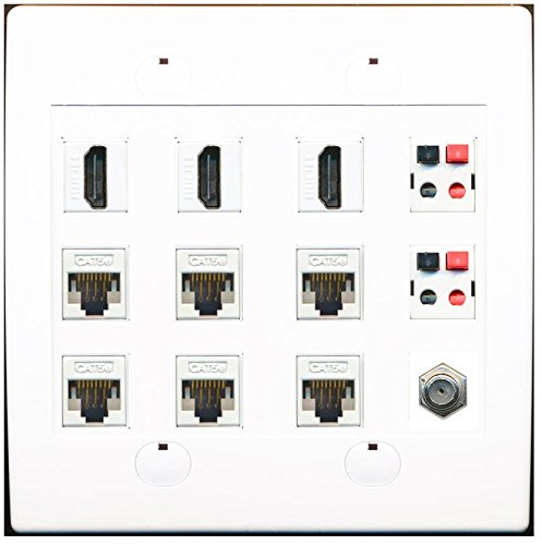 RiteAV 6 Cat5e Ethernet 3 HDMI 2 Speaker 1 Coax Wall Plate