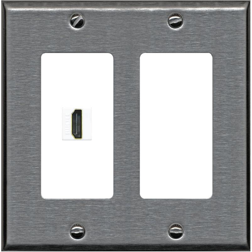 RiteAV HDMI Wall Plate 1 Port - 2 Gang [Stainless/White]