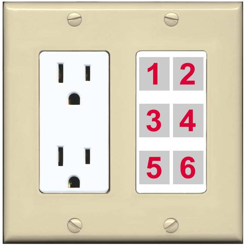 RiteAV 6 Port Custom Wall Plate - Outlet [Ivory/White]