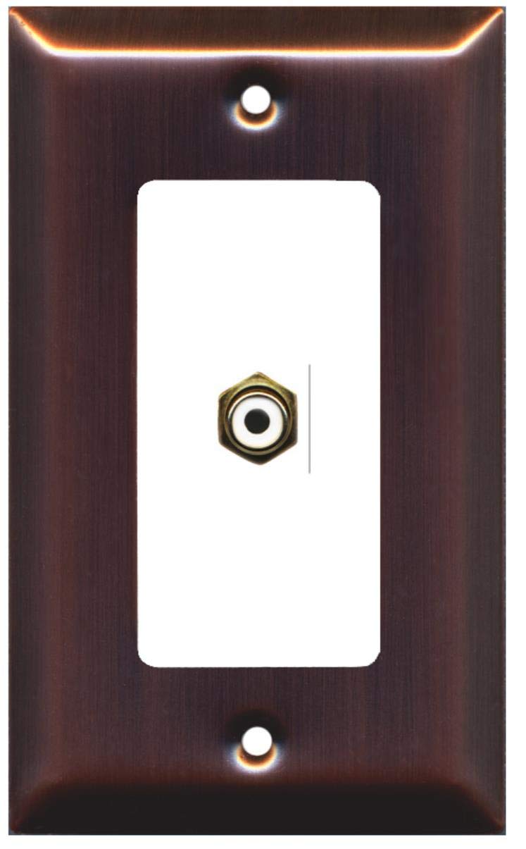 RiteAV - 1 RCA White for Subwoofer Audio Port Wall Plate Decorative - Copper/White