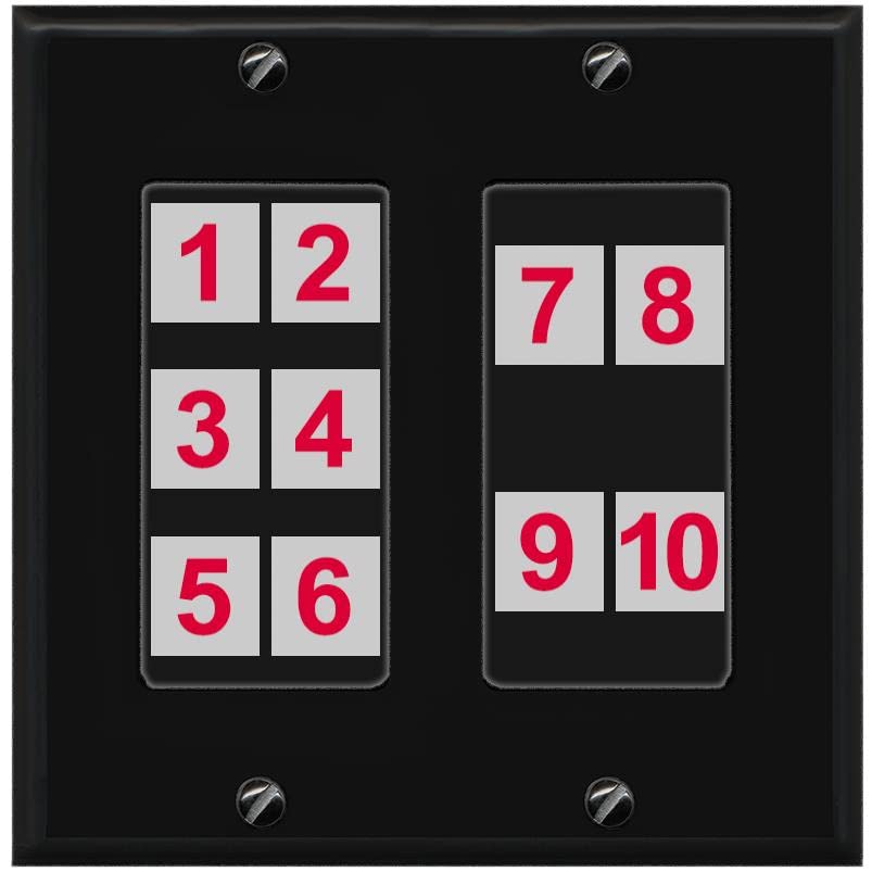 RiteAV - Custom Wall Plate 10 Port - 2 Gang [Black/Black]