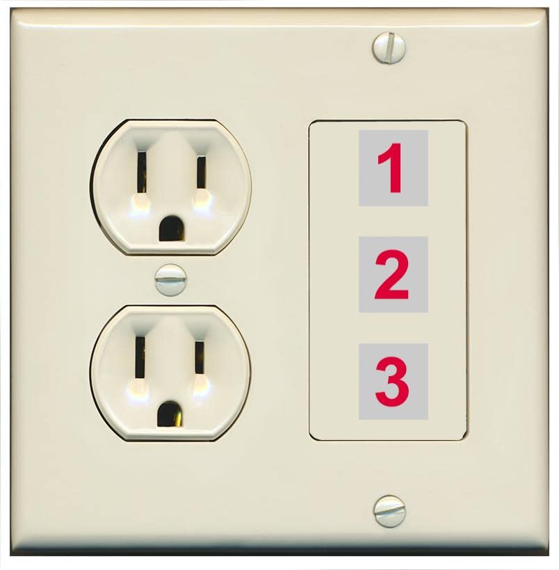 RiteAV Custom Wall Plate 3 Port - Round Outlet [Light-Almond]