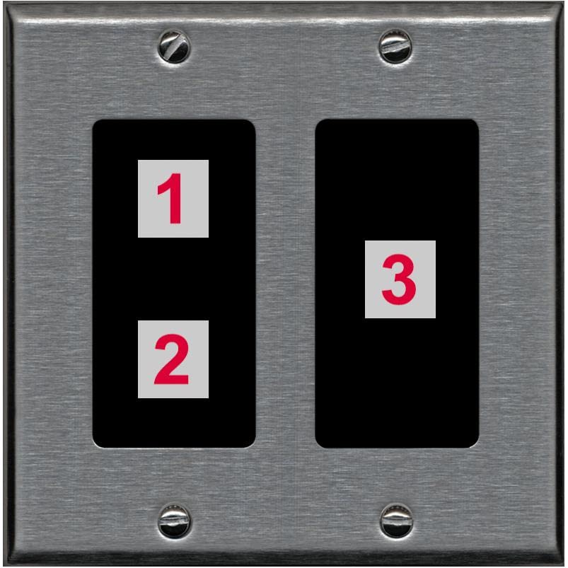 RiteAV Custom Wall Plate 3 Port - 2 Gang [Stainless/Black]