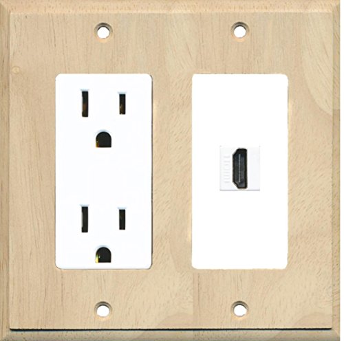 RiteAV HDMI Wall Plate 1 Port - Outlet [Wood/White]