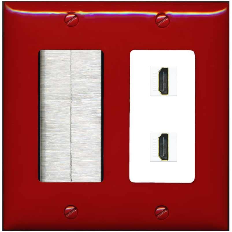 RiteAV HDMI Wall Plate 2 Port - Brush [Red/White]