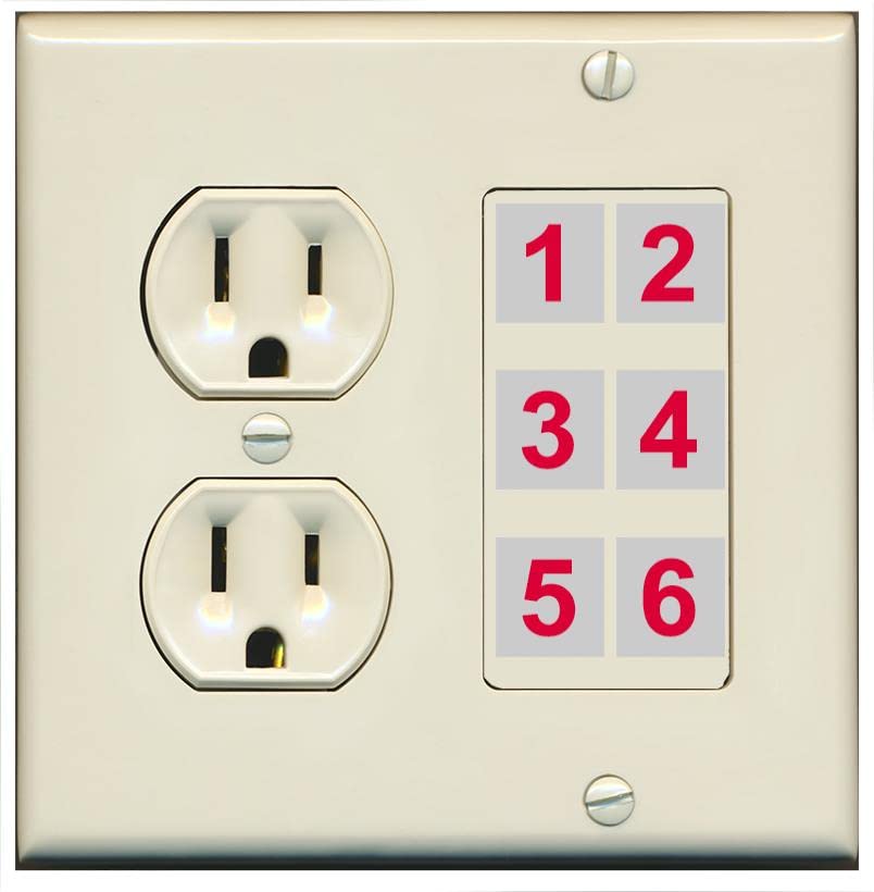 RiteAV 6 Port Custom Wall Plate - Round Outlet [Light-Almond]