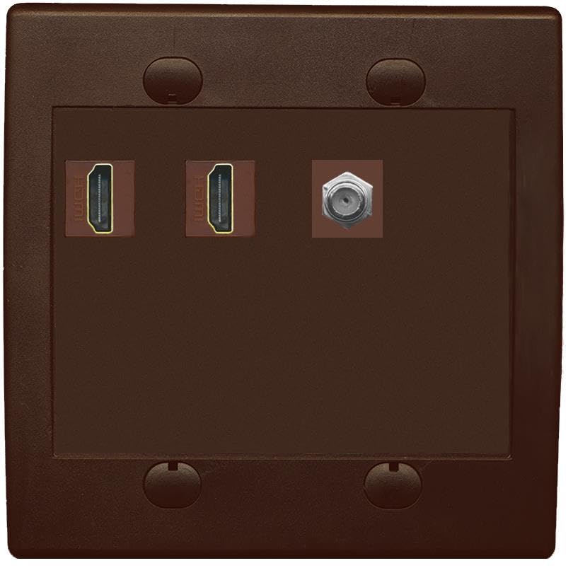 COAX 2 HDMI Wall Plate-Flat 2 Gang Brown/Brown
