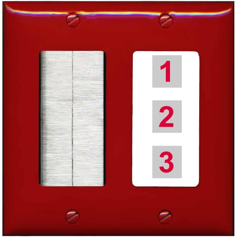 RiteAV Custom Wall Plate 3 Port - Brush [Red/White]