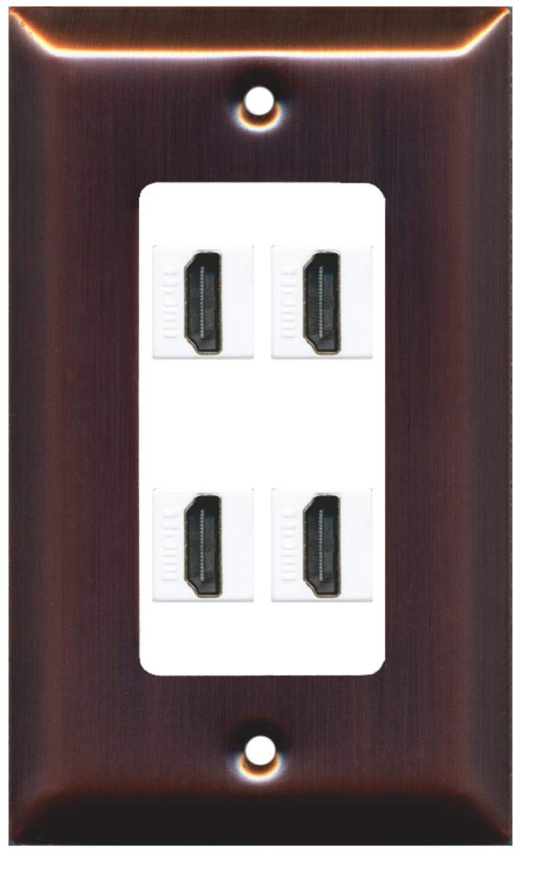 RiteAV - 4 Port HDMI 2.0 Decorative Wall Plate - Copper/White