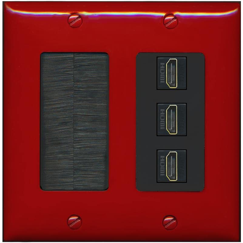 RiteAV 3 Port HDMI Wall Plate - Brush [Red/Black]