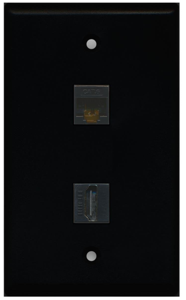 RiteAV - 1 Cat6 Ethernet and 1 HDMI Port Wall Plate - Black