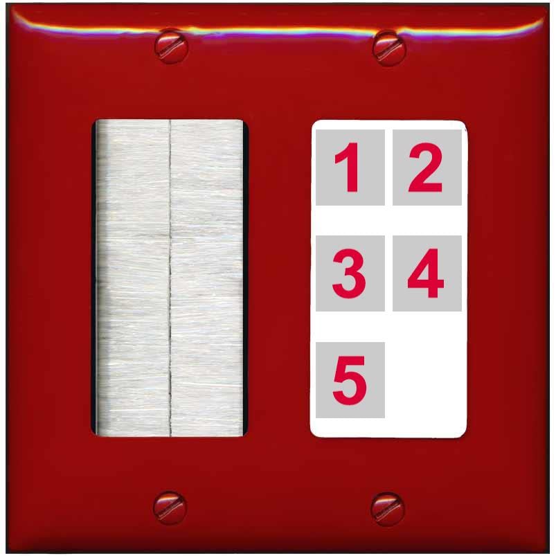 RiteAV Custom Wall Plate 5 Port - Brush [Red/White]