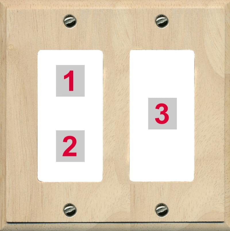 RiteAV Custom Wall Plate 3 Port - 2 Gang [Wood/White]