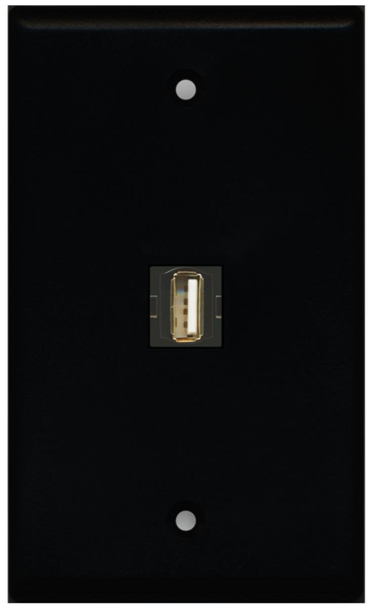 RiteAV 1 USB A/A for Computer & Printer Wall Plate Coupler Keystone Type - Black