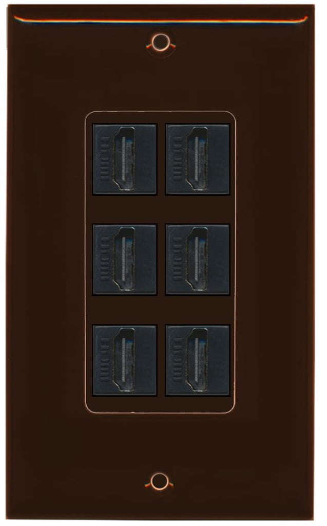 RiteAV - 6 Port HDMI 2.0 Decorative Wall Plate (Brown)